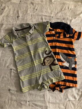Carter's Monkey and Shark Rompers Bundled